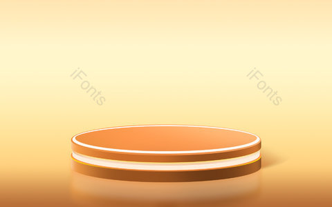 橙色 黄色 圆盘 立体 圆形 展示台 背景 简约